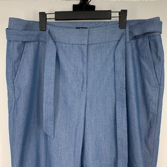 LOFT Pants Blue Chambray Taper Relaxed Slim Straight Tie Waist - Picture 3 of 9